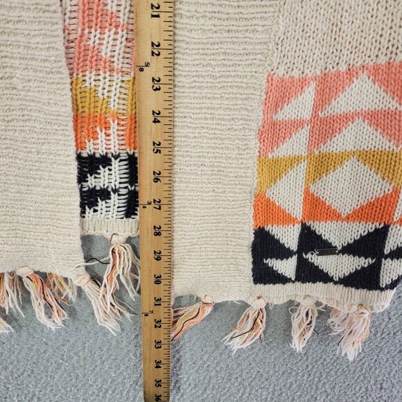 Roxy Sweater Womens S Ivory Cardigan Wrap Open Front Boho Aztec Southwestern - Picture 8 of 8
